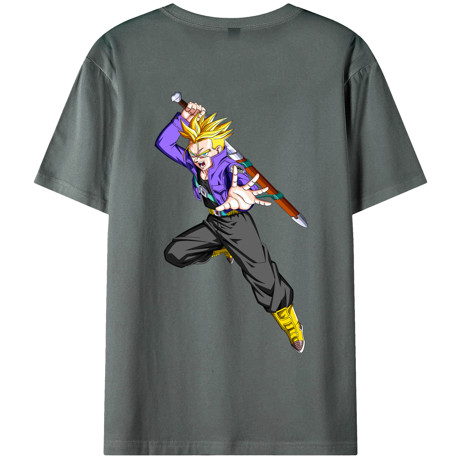 （画像用） ドラゴンボール トランクス（Torankusu）DRAGON BALL Trunks 綿100％ メンズ半袖Tシャツ（バックプリント） 通気性